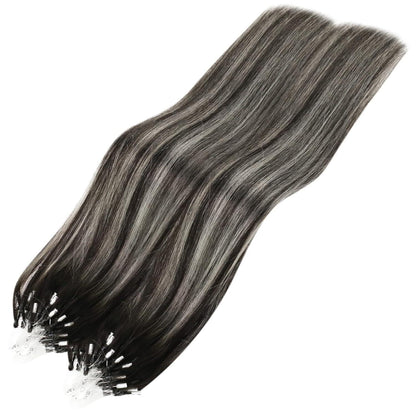 Silberne Echthaar Microring Extensions 35cm - 1B/S/1B
