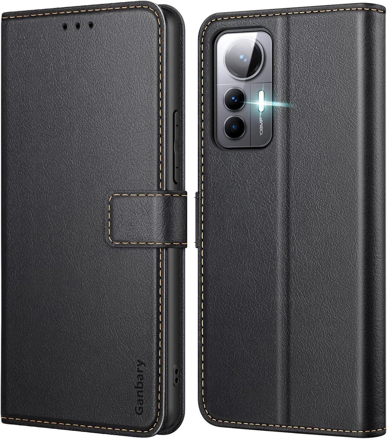 Handyhülle Xiaomi 12 Lite Leder Klapphülle Schwarz mit Kartenschlitzen