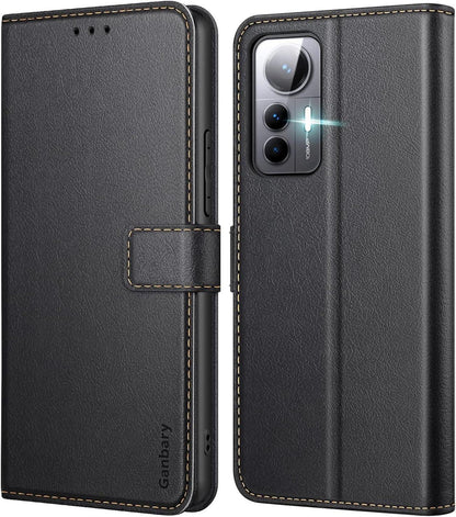 Handyhülle Xiaomi 12 Lite Leder Klapphülle Schwarz mit Kartenschlitzen