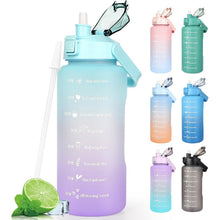 2L Trinkflasche BPA Free mit Zeitmarkierung & Strohhalm Grün