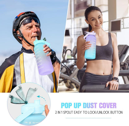 2L Trinkflasche BPA Free Sport Getränke Krug mit Zeitmarkierung und Lock Abdeckung