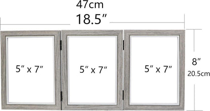 Bilderrahmen 3er Set Grau Holzmaserung 13x18 Collage Faltbarer Rahmen