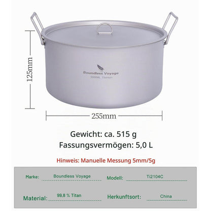Titan Campingtopf 5L mit Deckel & Klappgriff