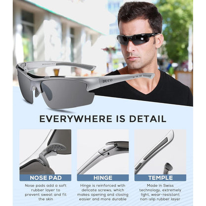 Polarisierte Sport Sonnenbrille für Herren TR90 Frame UV400