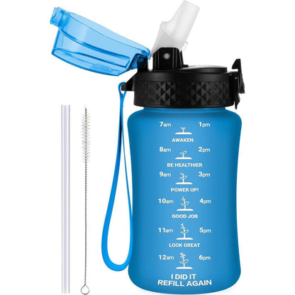 Trinkflasche Kinder mit Strohhalm und Zeitmarkierung 350ml
