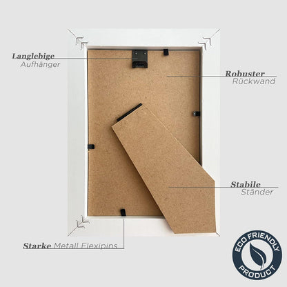 Bilderrahmen 13x18cm Weiß Holz Fotorahmen 5x7 Zoll MDF Rahmen 3er Set