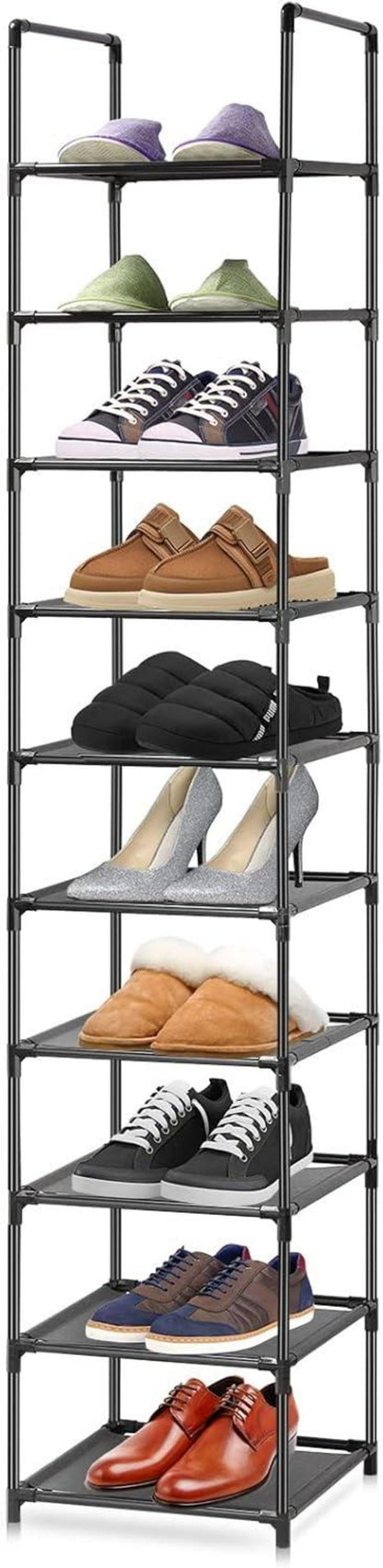 Vertikales Schuhregal 10 Ebenen freistehender Organizer Vliesstoff