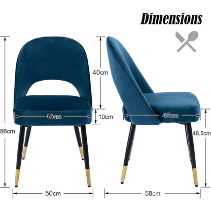 Samt Esszimmerstühle 4er Set – Modern & Komfortabel (Blau)