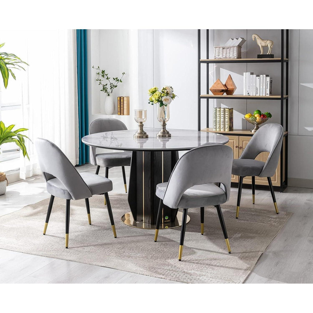 Samt Esszimmerstühle 2er Set – Modern & Komfortabel Grau