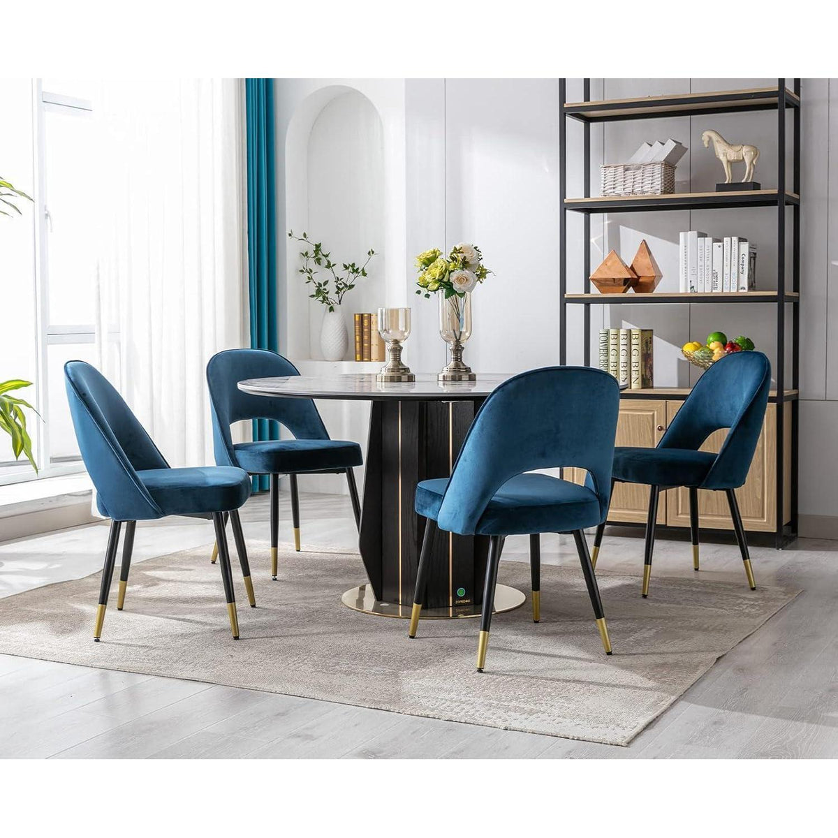 Samt Esszimmerstühle 2er Set – Modern & Komfortabel (Blau)