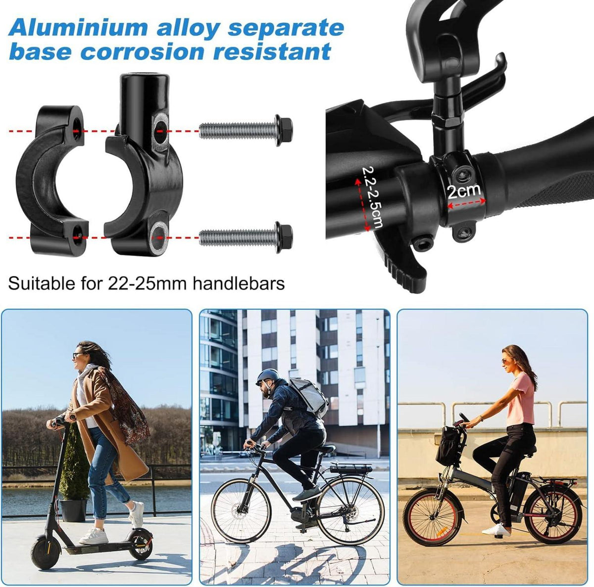 Flintronic 360° Fahrradspiegel für 22-25mm Lenker, Robuster Rückspiegel