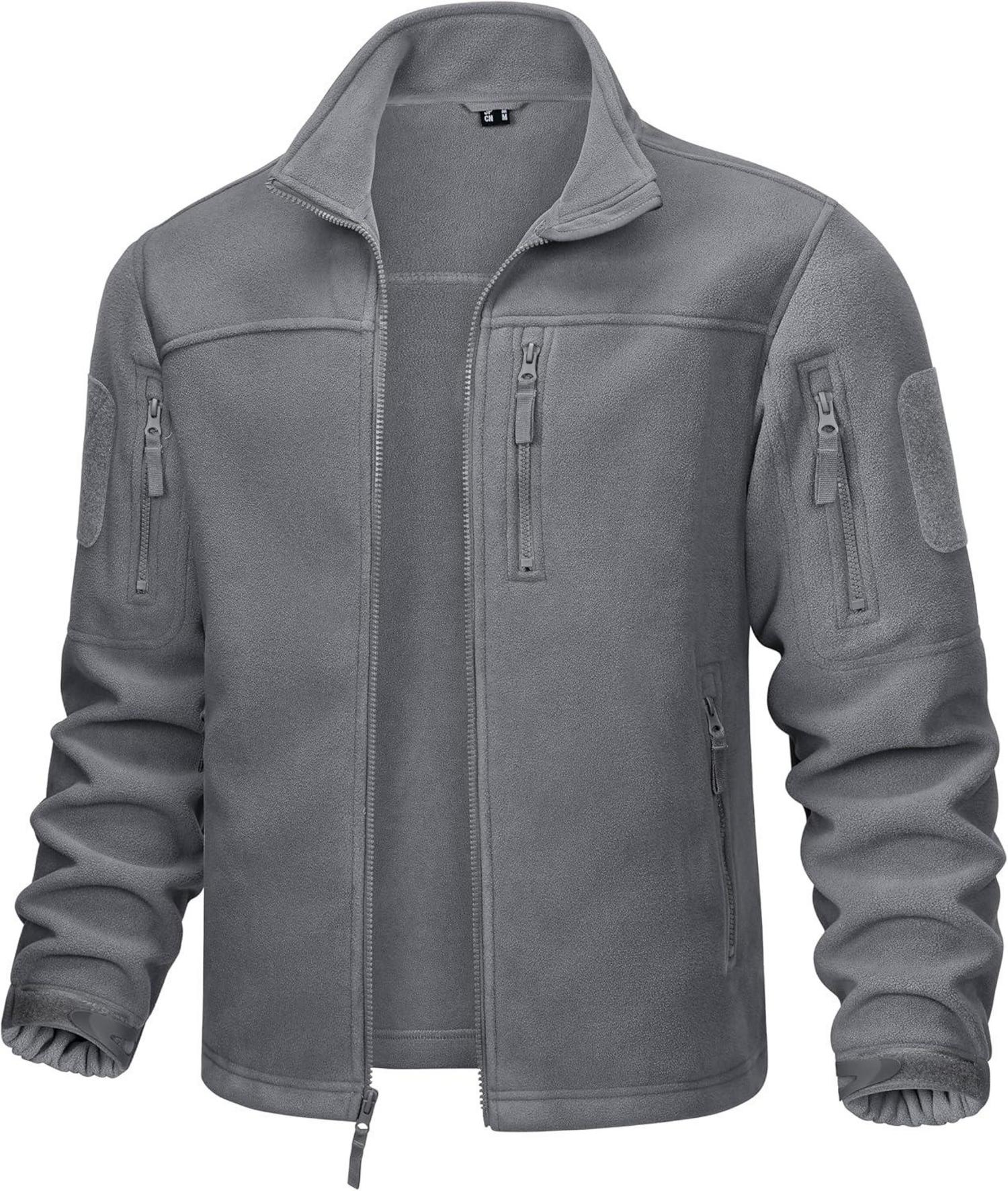 Outdoor Fleecejacke mit 7 Taschen und Stehkragen für Herren Hiking