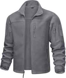 Outdoor Fleecejacke mit 7 Taschen und Stehkragen für Herren Hiking