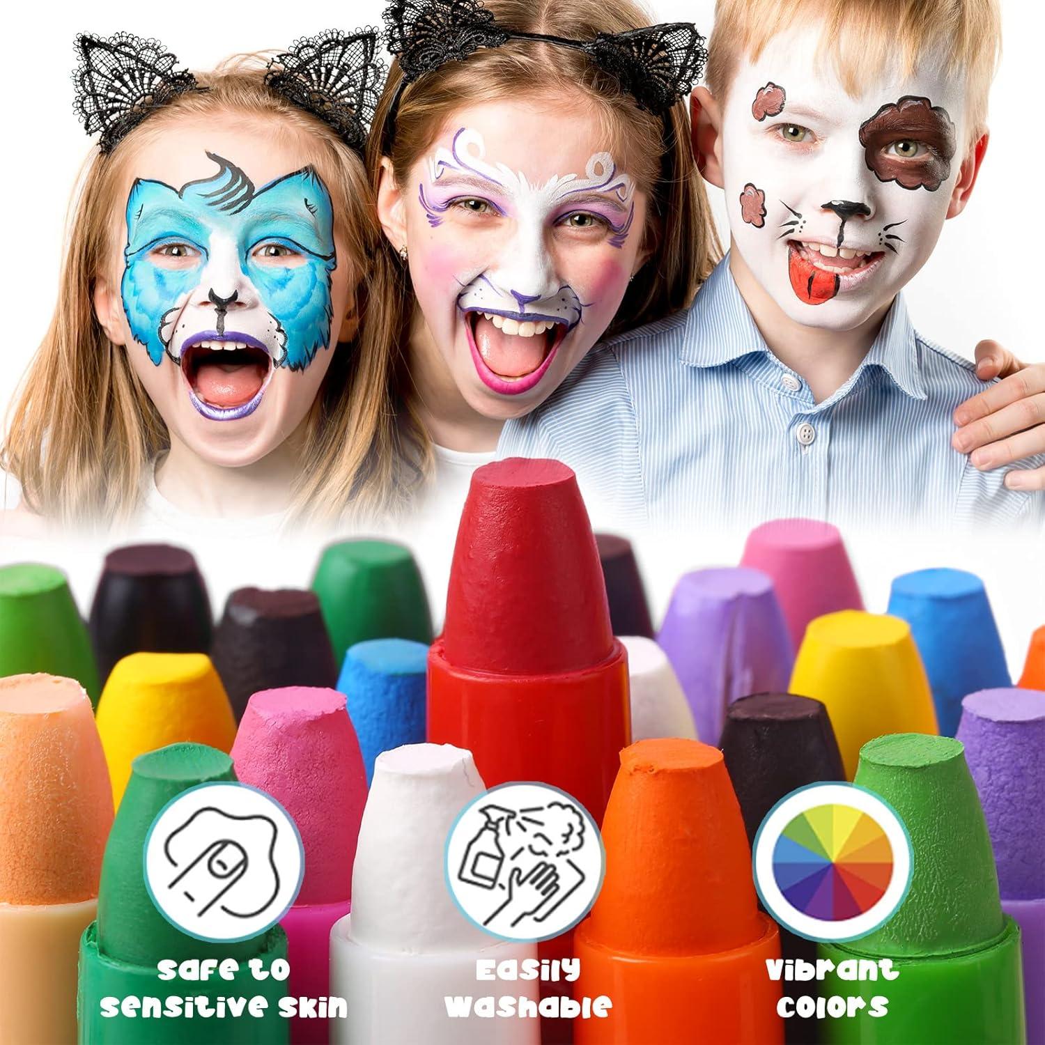 Bobisuka Gesichtsbemalung Stick 12 Farben Wasserbasis Karneval Halloween
