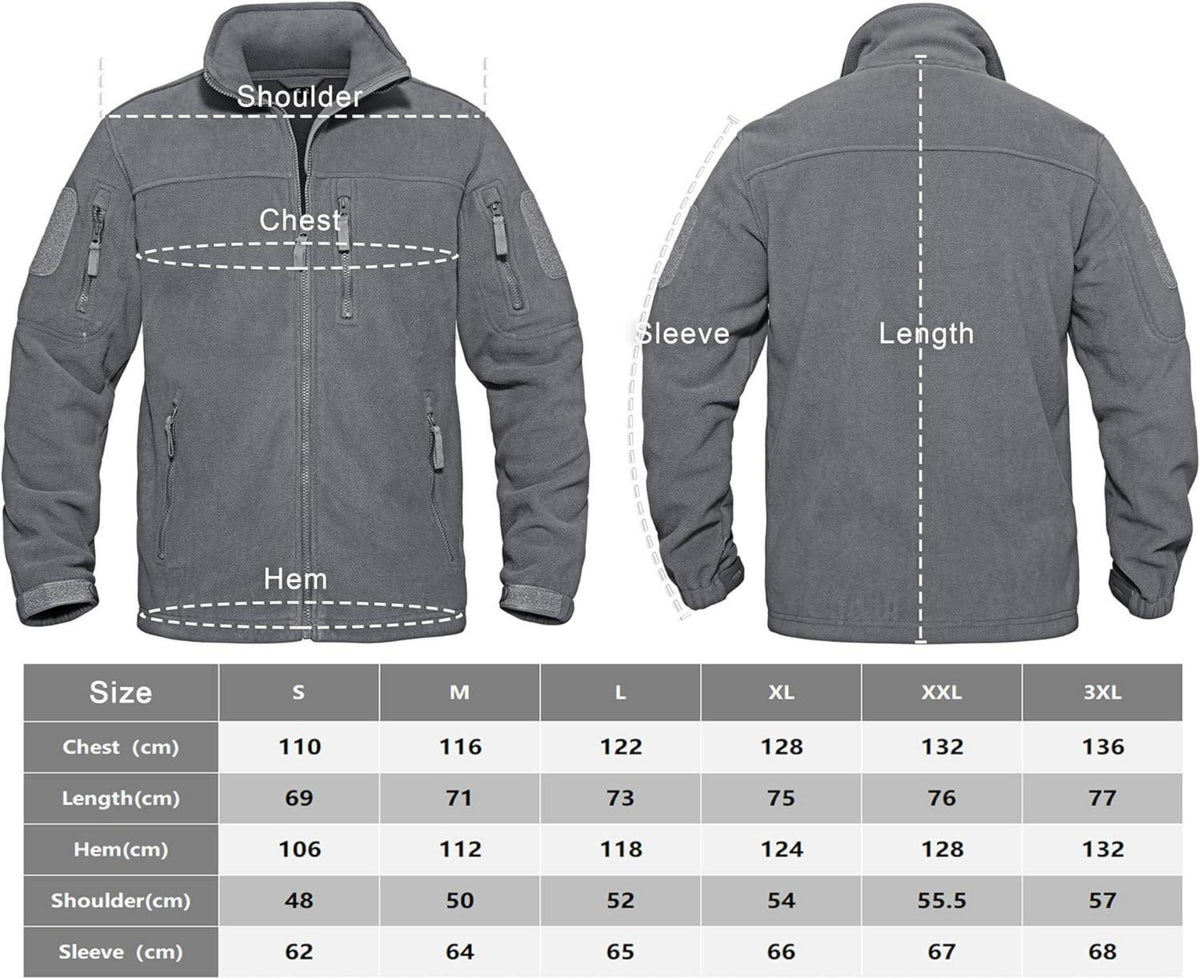 Herren Outdoor Fleecejacke Winddicht Taktische Jagdjacke mit 7 Taschen