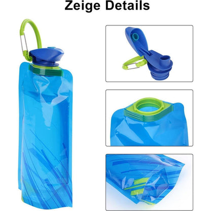 Faltbare Trinkflasche 2 Stück Schwarz+Blau 700ml, BPA-frei