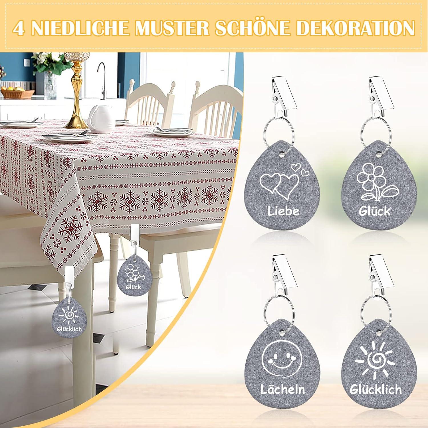 Tischdeckenbeschwerer Naturstein Stahlklammer 8er Set für Picknicks