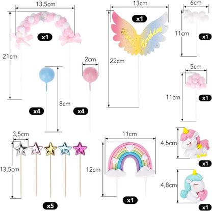 Einhorn Tortendeko 20 Stück Regenbogen Mädchen Kuchendeko