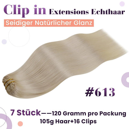 Echthaar Clip-In Extensions Blond 40cm - 105g #613