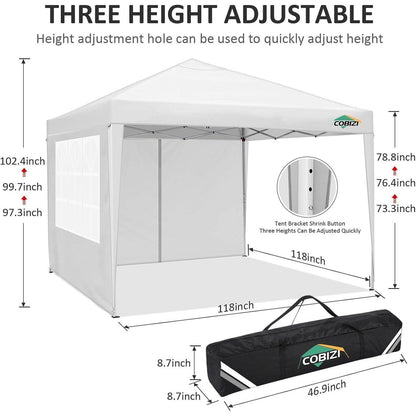 Faltpavillon 3x3 Wasserdicht mit Seitenteilen – Partyzelt für Garten