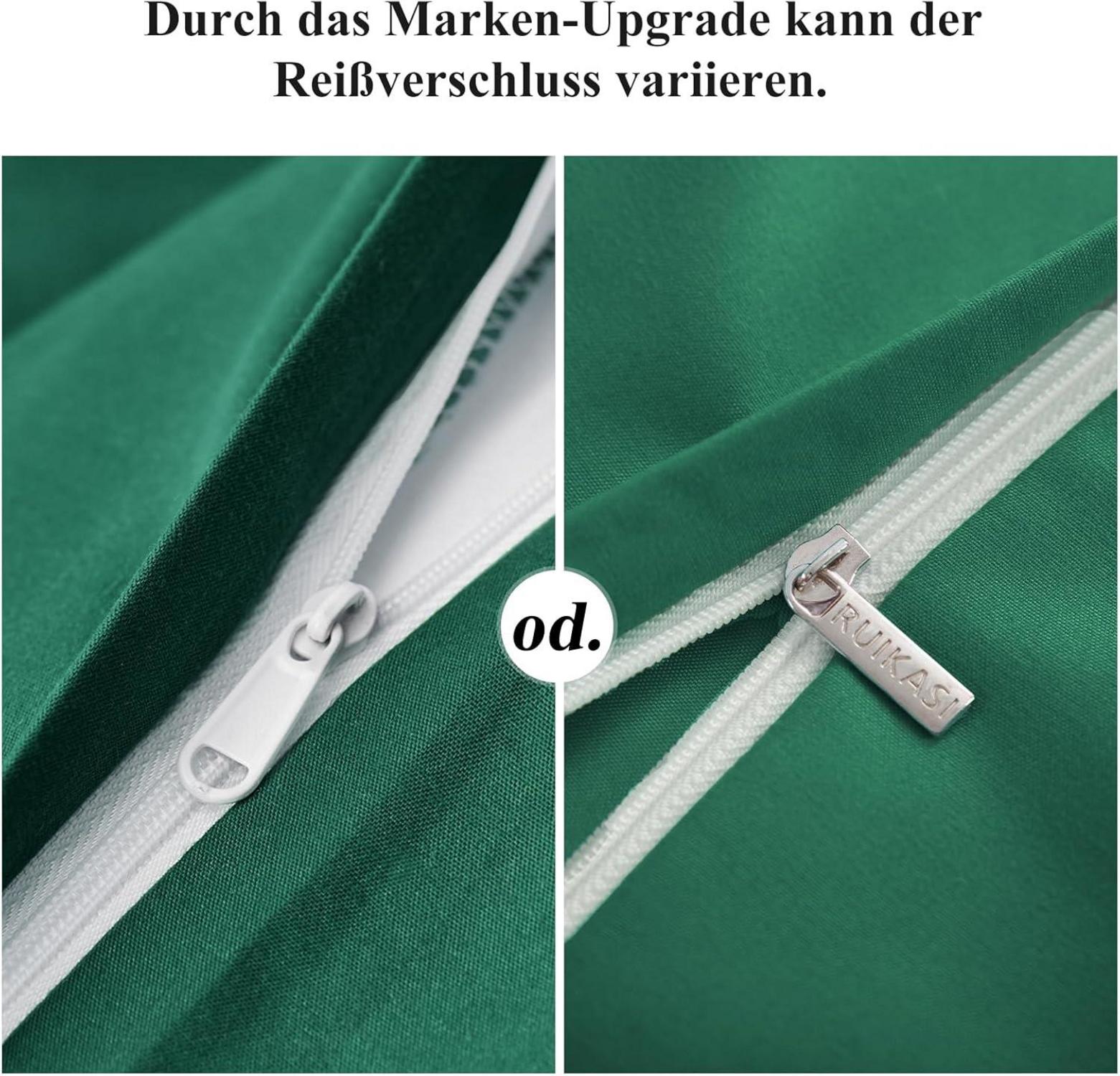 Bettwäsche Set 155x220 Grün Mikrofaser Kissenbezug Reißverschluss