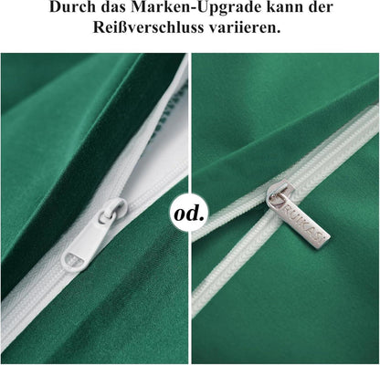 Bettwäsche Set 155x220 Grün Mikrofaser Kissenbezug Reißverschluss