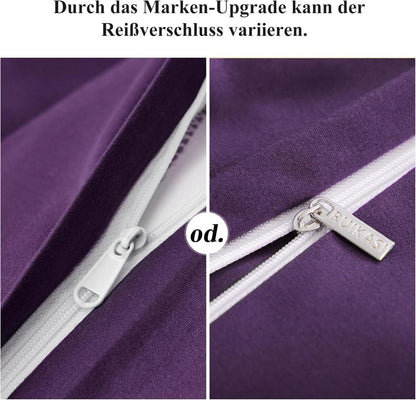 Bettwäsche 155x220cm Lila Set - Mikrofaser Kissenbezug Bügelfrei