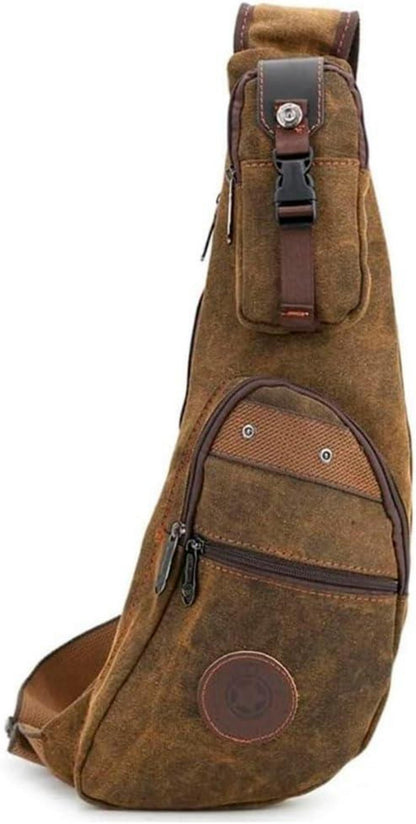 Leathario Canvas Brusttasche Crossbody Bag Sling Rucksack
