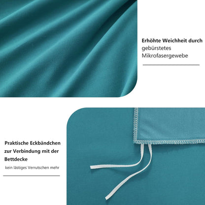 Bettwäsche Set 155x220 Türkis Mikrofaser Reißverschluss Haptik