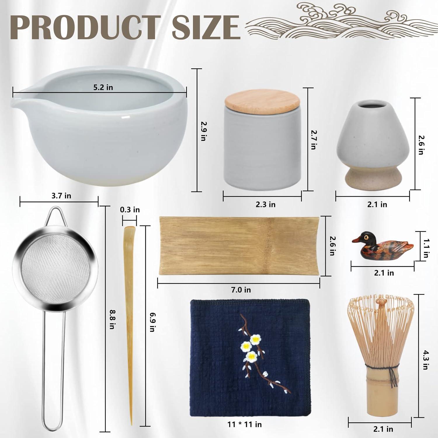 9-teiliges japanisches Matcha-Tee-Set mit Bambus-Schale