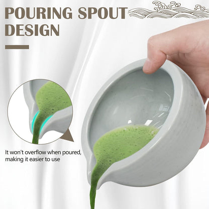 Japanisches Matcha-Tee-Set mit Schüssel, Schneebesen & Pulver-Caddy