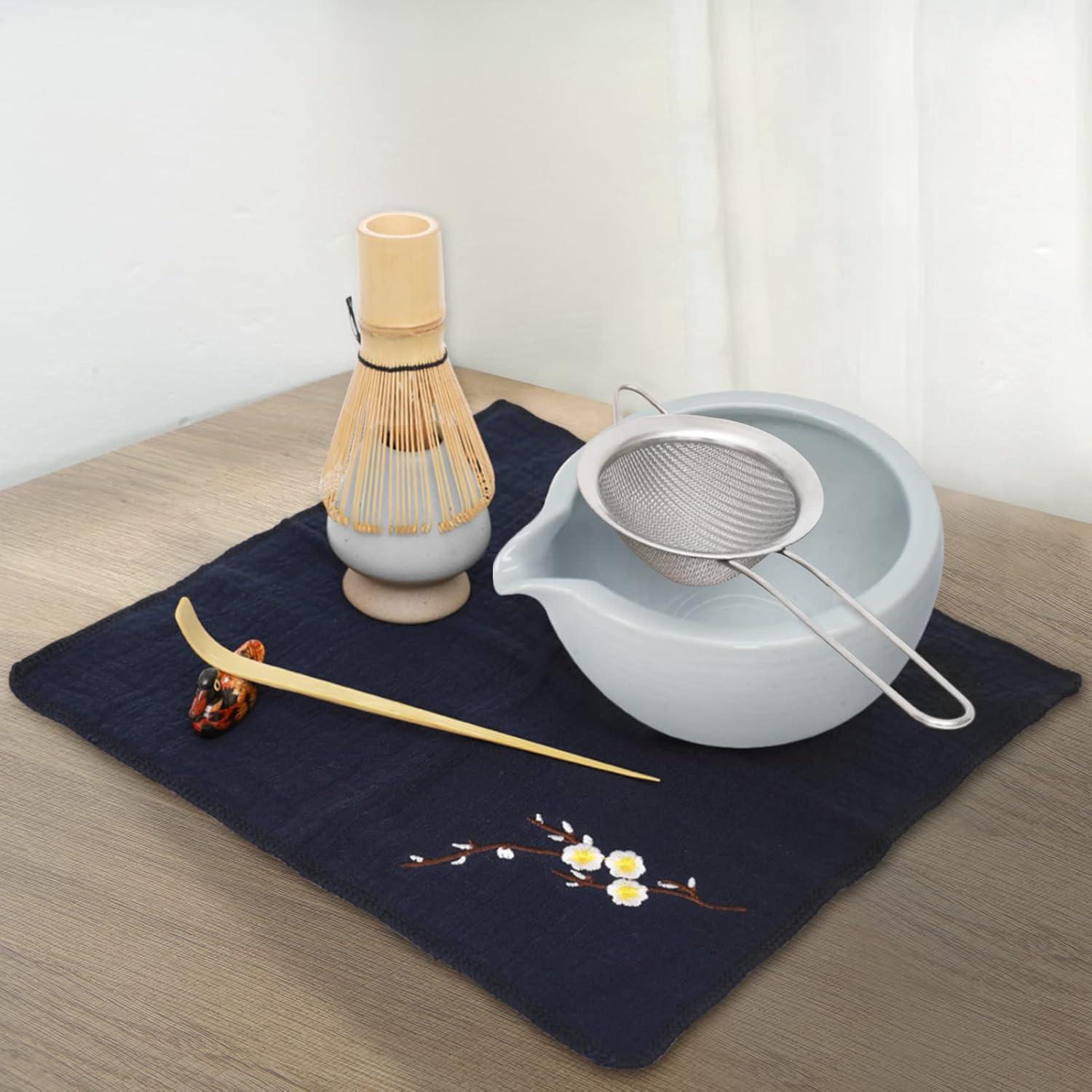 Japanisches Matcha-Tee-Set 9-teilig inkl. Schüssel, Schneebesen & Pulver-Caddy