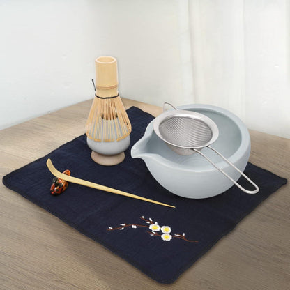 Japanisches Matcha-Tee-Set 9-teilig inkl. Schüssel, Schneebesen & Pulver-Caddy