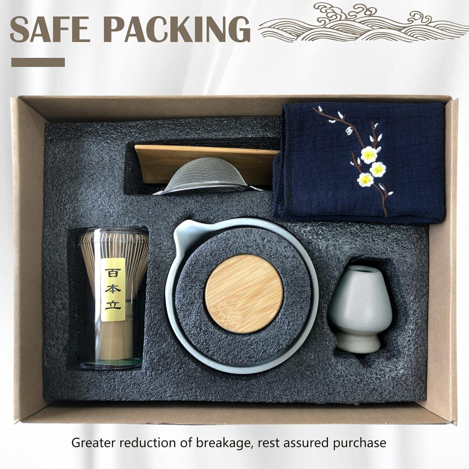 Japanisches Matcha-Tee-Set 9-teilig inkl. Schüssel, Schneebesen & Pulver-Caddy