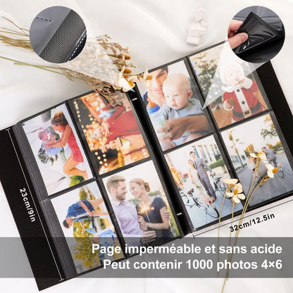 XXL Fotoalbum 1000 10x15 Leinen Einsteckalbum Hochformat Bilder - Rosa