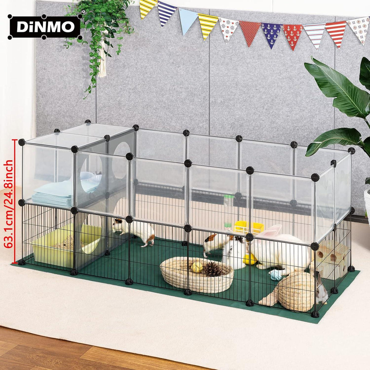 DINMO Laufstall Oxford-Matte 63cm für Kleintiere Heimschutz