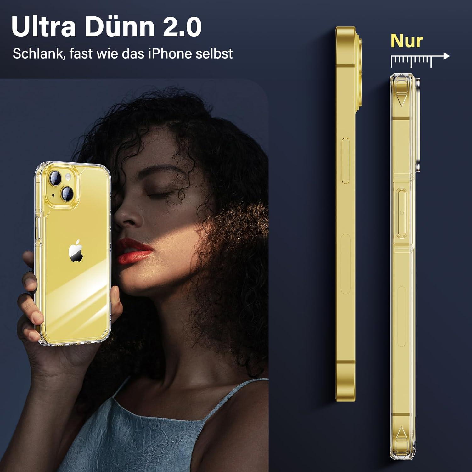 Transparente iPhone 14 Hülle 5in1-Set Schutzhülle Cover 1 Handyetui 2