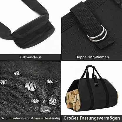 Kaminholztasche aus Segeltuch – Robuste Brennholztasche