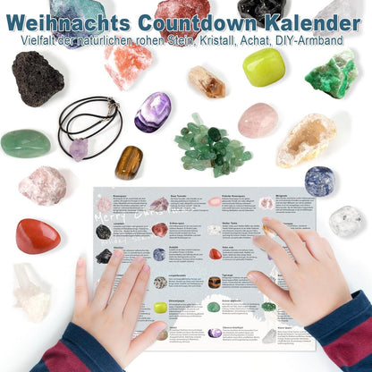 Adventskalender 2024 für Kinder Kristalle Überraschungen Edelsteine Jungen Mädchen
