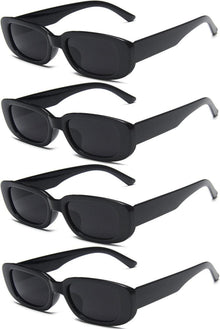 Retro Rechteckige Sonnenbrille Damen Trendy Vintage Set 4 Stück