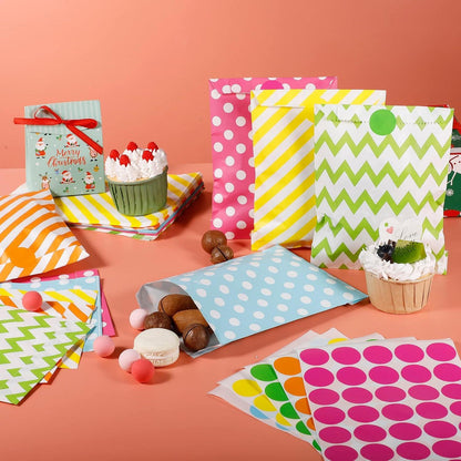 50x Bunte Papiertüten Geschenktüten Kindergeburtstag Hochzeit Adventskalender