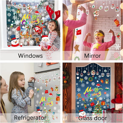 Fensterbilder Weihnachten Schneeflocken Aufkleber 8 Blätter Set