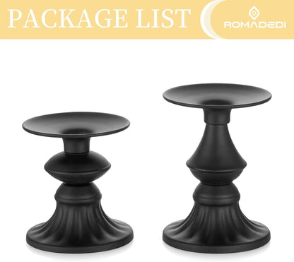 Romadedi Vintage Schwarze Metall Kerzenhalter 2er Set Stumpenkerzen Halloween