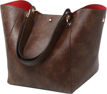 Damen Henkeltasche Leder Groß Shopper Umhängetasche Schwarz