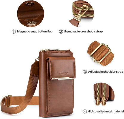 Damen Umhängetasche Crossbody Handy 2 RFID Reißverschlussfächer