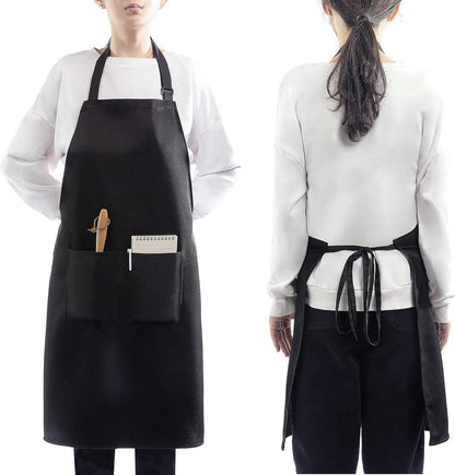 Schürze Schwarz Wasserdicht mit 2 Taschen verstellbar Küche Garten BBQ