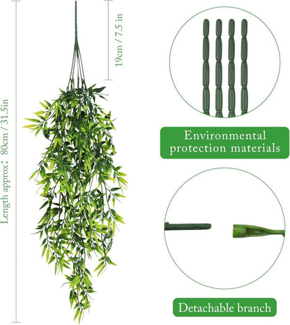Künstliche Hängepflanze Bambus Blätter 80cm - Set mit 4 Deko