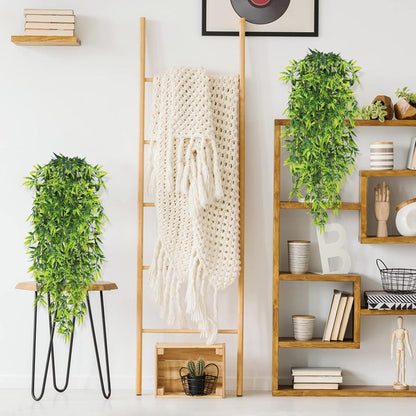 4er Set Künstliche Hängepflanzen Bambus 80cm Deko Balkon Garten