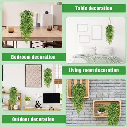 Künstliche Hängepflanze Bambus Blätter 80cm 4er Set Balkon Garten Deko