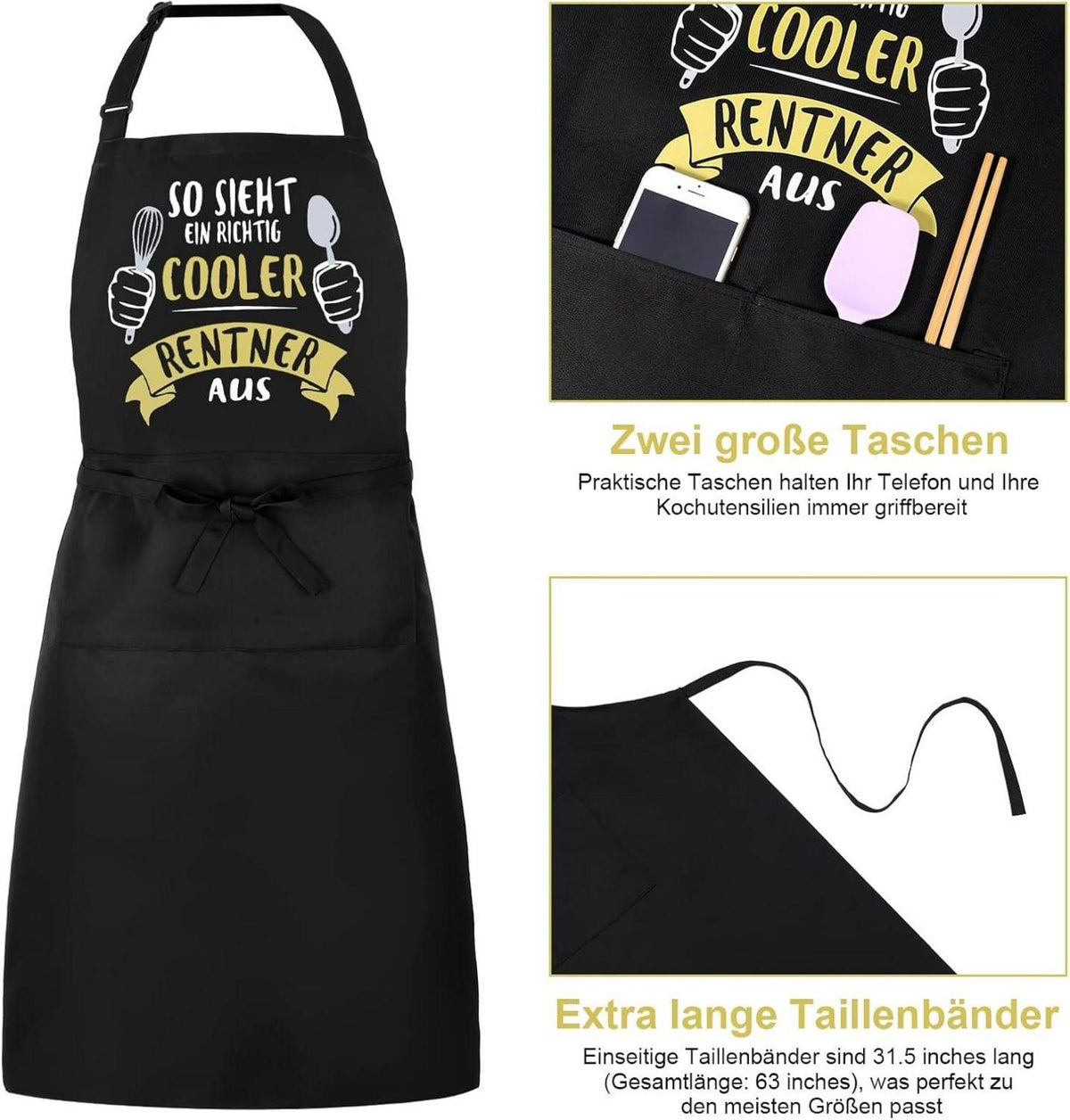 Lustige Rentner Grillschürze Küchenschürze Geschenk für Grillparty